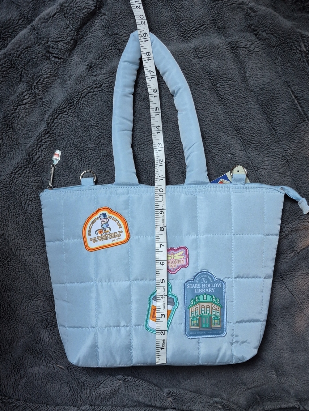 Gilmore Girls Quilted Light Blue Insulated Lunch Bag With Patches New With Tags - Picture 15 of 17